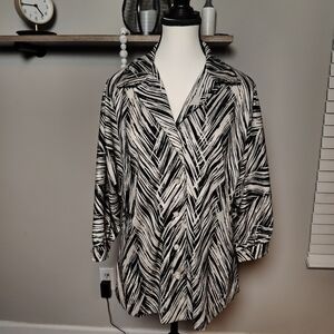 Vintage Prince Dallas Black and White Patterned Button Down Shirt